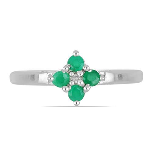 BUY STERLING SILVER NATURAL EMERALD MULTI GEMSTONE RING